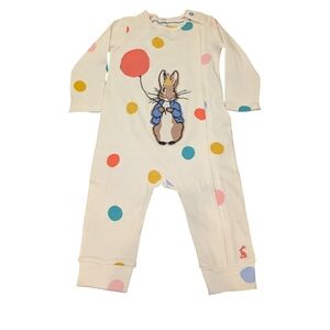 Joules x Peter Rabbit Beatrix Potter Easter Romper 3-4 Years White Polka Dot